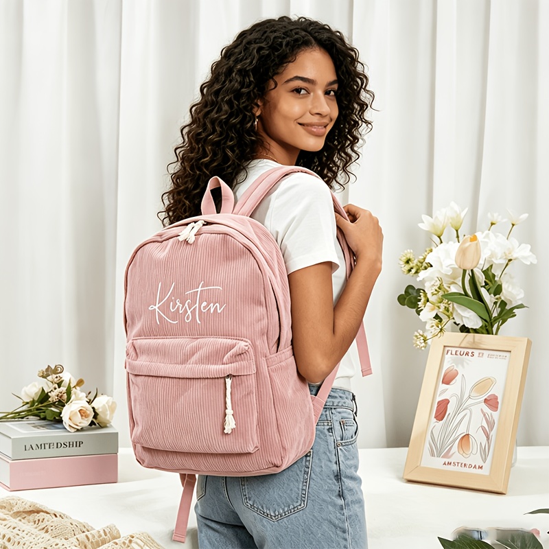 Custom Embroidery Name Corduro - School Backpack Teen 评论和价格